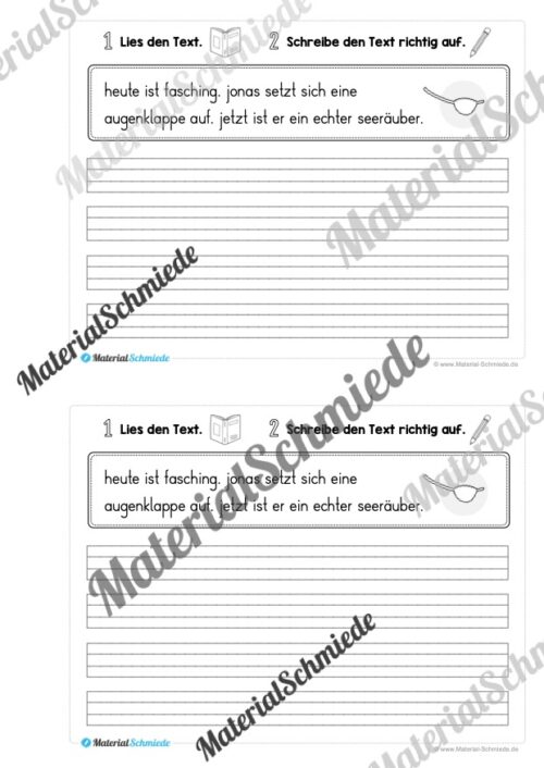 Mini-Heft: Groß- und Kleinschreibung (Fasching/Karneval) - Arbeitsblatt 02