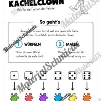 Ausmalbild Kachelclown (Fasching / Karneval) - Arbeitsblatt 01