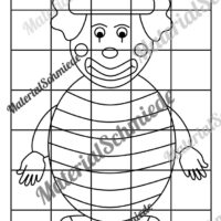 Ausmalbild Kachelclown (Fasching / Karneval) - Arbeitsblatt 02