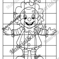 Ausmalbild Kachelclown (Fasching / Karneval) - Arbeitsblatt 03
