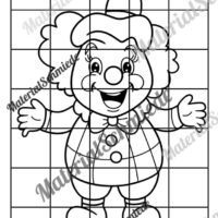 Ausmalbild Kachelclown (Fasching / Karneval) - Arbeitsblatt 04