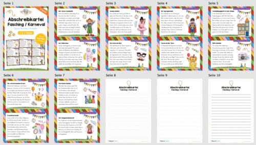 Abschreibkarten: Thema Fasching/Karneval (Überblick)