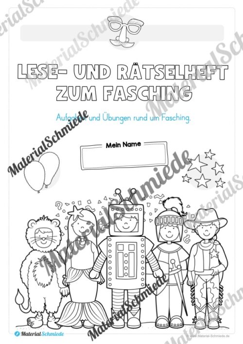 Lese- & Rätselheft zum Fasching/Karneval (1. & 2. Klasse) - Arbeitsblatt 01