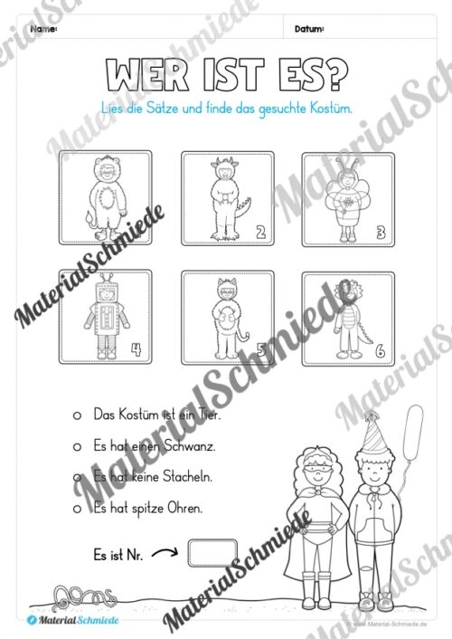 Lese- & Rätselheft zum Fasching/Karneval (1. & 2. Klasse) - Arbeitsblatt 04