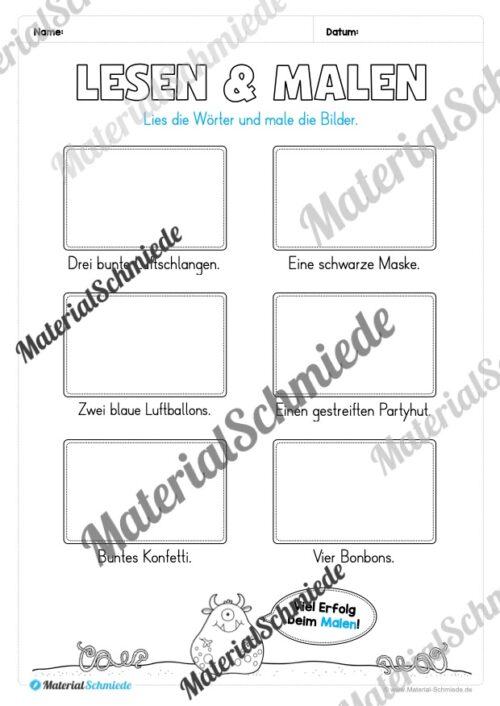 Lese- & Rätselheft zum Fasching/Karneval (1. & 2. Klasse) - Arbeitsblatt 06