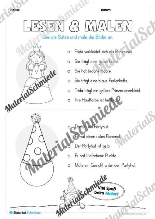 Lese- & Rätselheft zum Fasching/Karneval (1. & 2. Klasse) - Arbeitsblatt 07