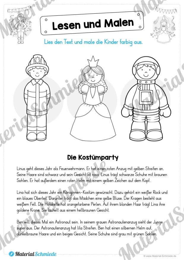 Lesen & Malen zum Fasching / Karneval (Vorschau 02)