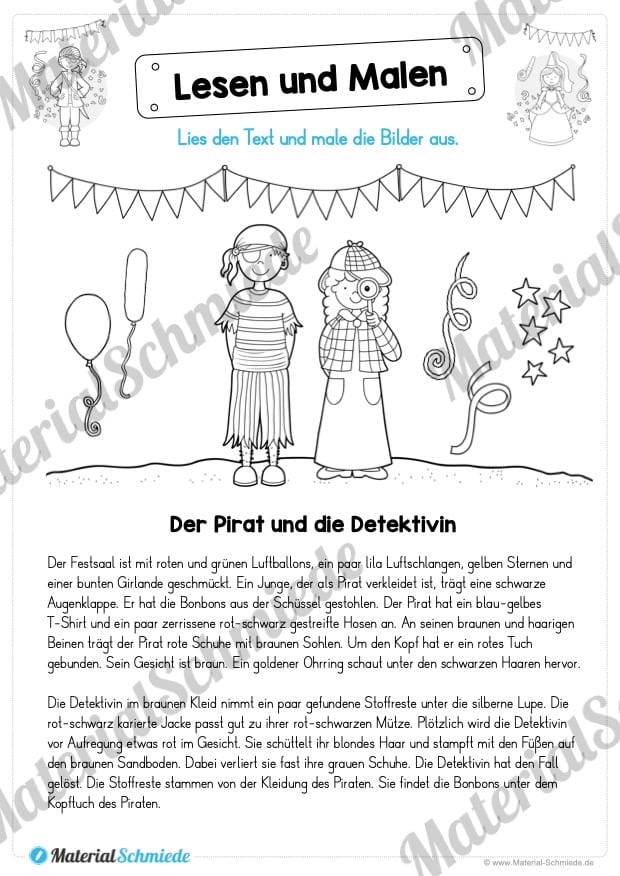 Lesen & Malen zum Fasching / Karneval (Vorschau 03)