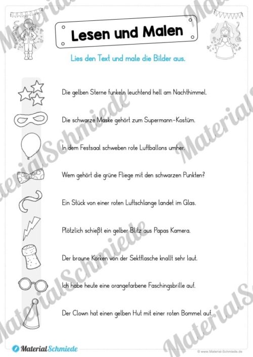 Lesen & Malen zum Fasching / Karneval (Vorschau 04)