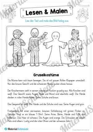 10 Leseübungen zum Fasching / Karneval (Lesen & Malen)