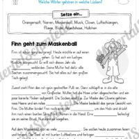 10 Leseübungen zum Fasching / Karneval (Lückentext)