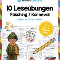 10 Leseübungen zum Fasching / Karneval (mit Aufgaben)