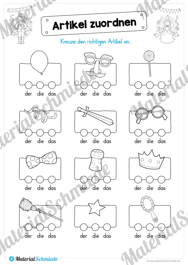 Materialpaket Fasching / Karneval: Deutsch 1. & 2. Klasse (Vorschau 01)