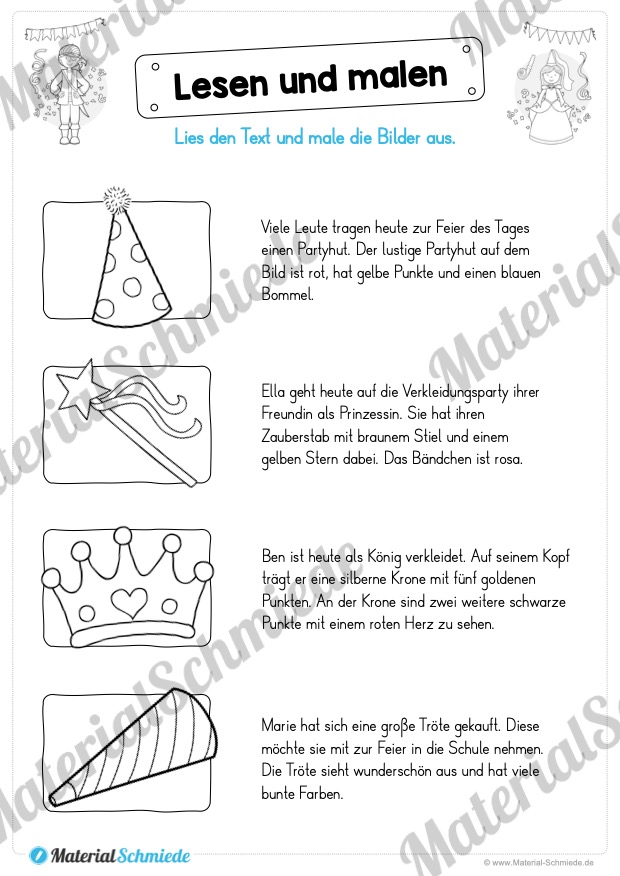 Materialpaket Fasching / Karneval: Deutsch 1. & 2. Klasse (Vorschau 03)