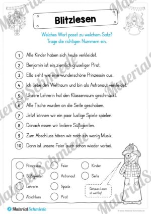 Materialpaket Fasching / Karneval: Deutsch 1. & 2. Klasse (Vorschau 10)