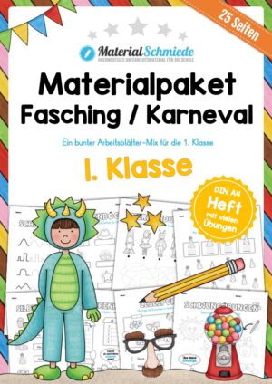 Materialpaket Fasching / Karneval: 1. Klasse (25 Arbeitsblätter)