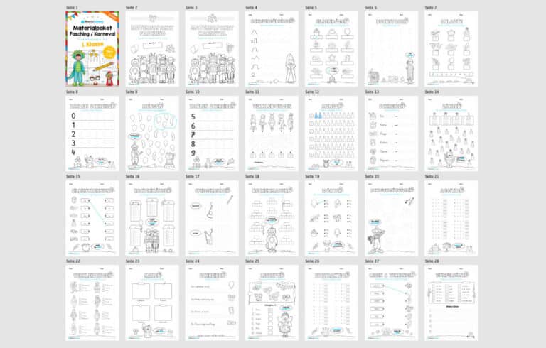 Materialpaket Fasching / Karneval: 1. Klasse (Überblick)