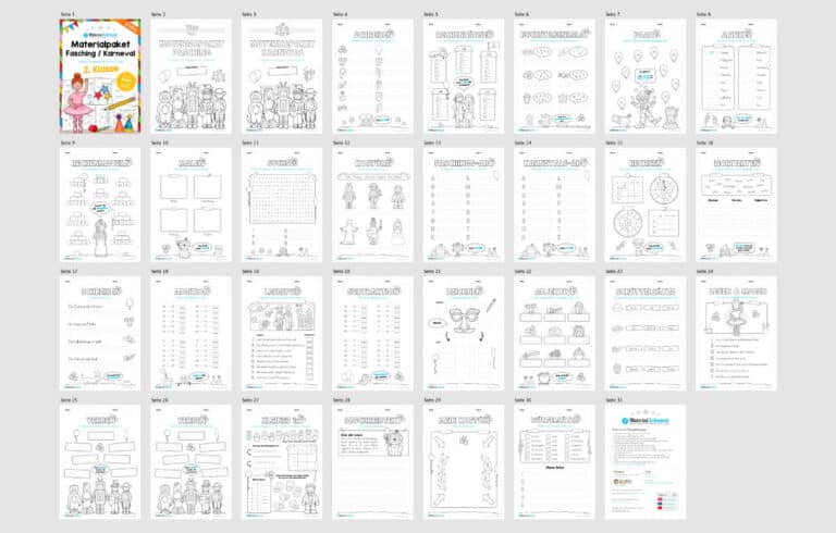 Materialpaket Fasching / Karneval: 2. Klasse (Überblick)