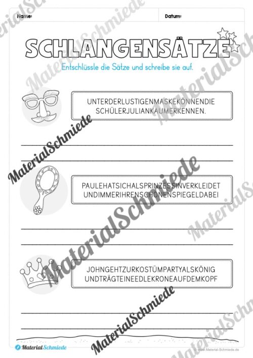 Materialpaket Fasching / Karneval: 4. Klasse (Vorschau 10)