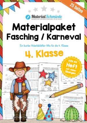 Materialpaket Fasching / Karneval: 4. Klasse (25 Arbeitsblätter)
