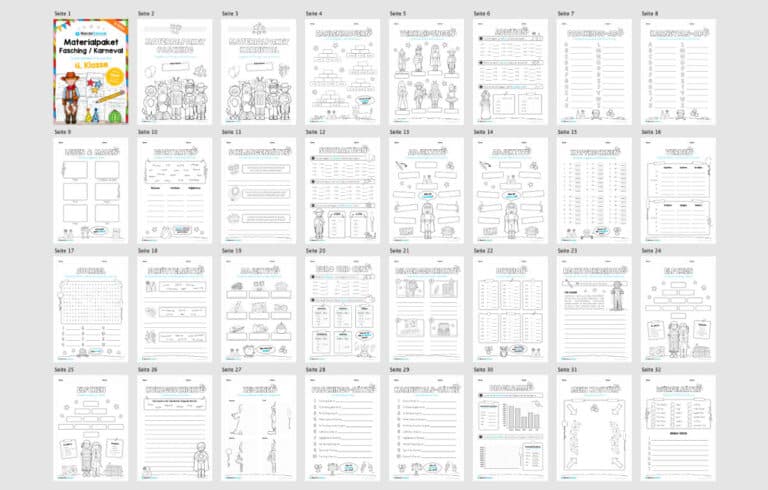 Materialpaket Fasching / Karneval: 4. Klasse (Überblick)