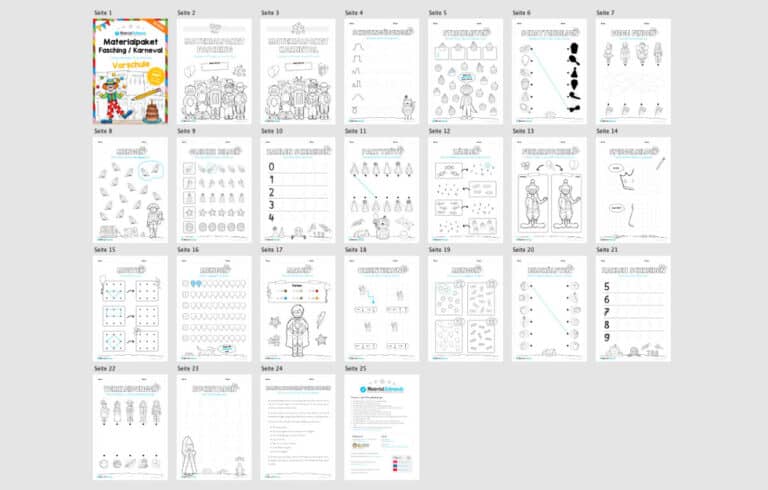 Materialpaket Fasching / Karneval: Vorschule (Überblick)