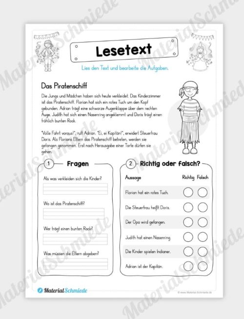 10 Lesetexte zum Thema Fasching & Karneval - Vorschaubild 07