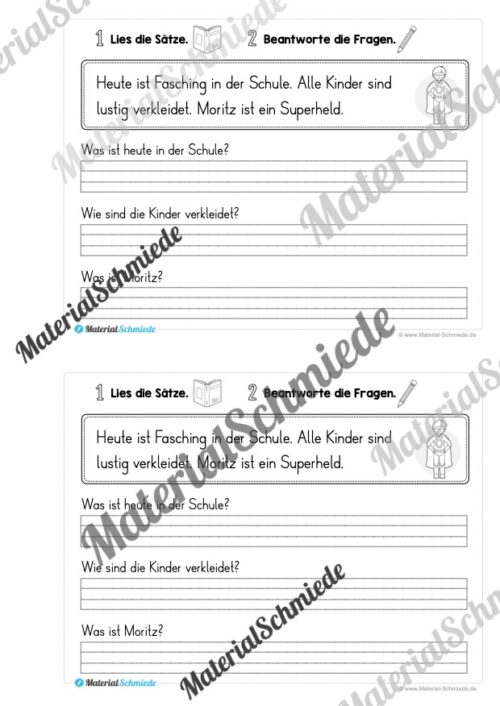 Mini-Heft: Lesetexte Fasching/Karneval (1. & 2. Klasse) - Arbeitsblatt 02