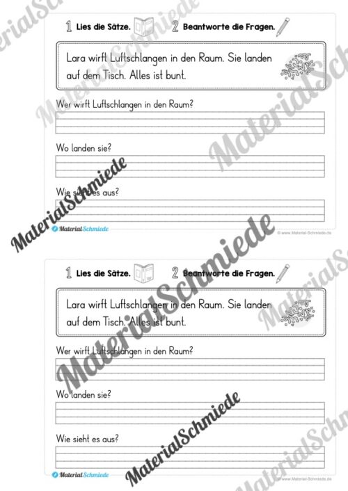 Mini-Heft: Lesetexte Fasching/Karneval (1. & 2. Klasse) - Arbeitsblatt 04