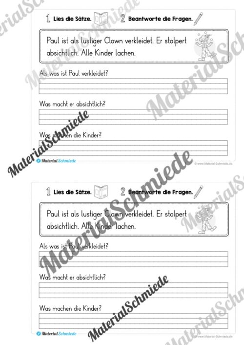 Mini-Heft: Lesetexte Fasching/Karneval (1. & 2. Klasse) - Arbeitsblatt 06