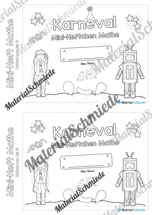 Mini-Heft: Mathe zum Fasching/Karneval (Zahlenraum 10) - Arbeitsblatt 01