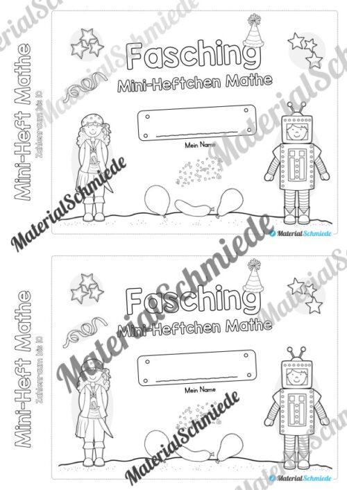 Mini-Heft: Mathe zum Fasching/Karneval (Zahlenraum 10) - Arbeitsblatt 02