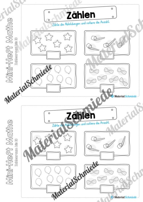 Mini-Heft: Mathe zum Fasching/Karneval (Zahlenraum 10) - Arbeitsblatt 04