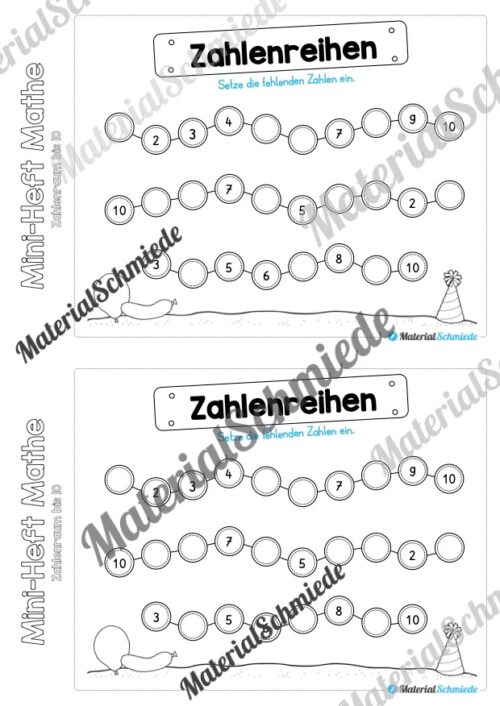 Mini-Heft: Mathe zum Fasching/Karneval (Zahlenraum 10) - Arbeitsblatt 05