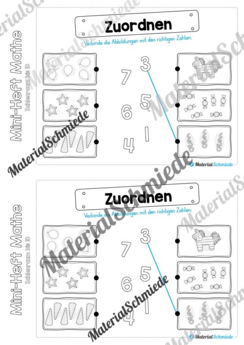 Mini-Heft: Mathe zum Fasching/Karneval (Zahlenraum 10) - Arbeitsblatt 08