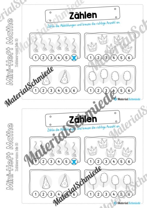 Mini-Heft: Mathe zum Fasching/Karneval (Zahlenraum 10) - Arbeitsblatt 09