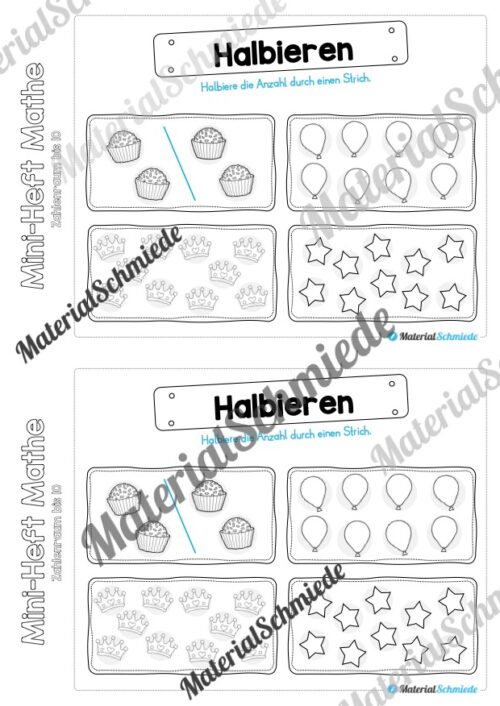 Mini-Heft: Mathe zum Fasching/Karneval (Zahlenraum 10) - Arbeitsblatt 10