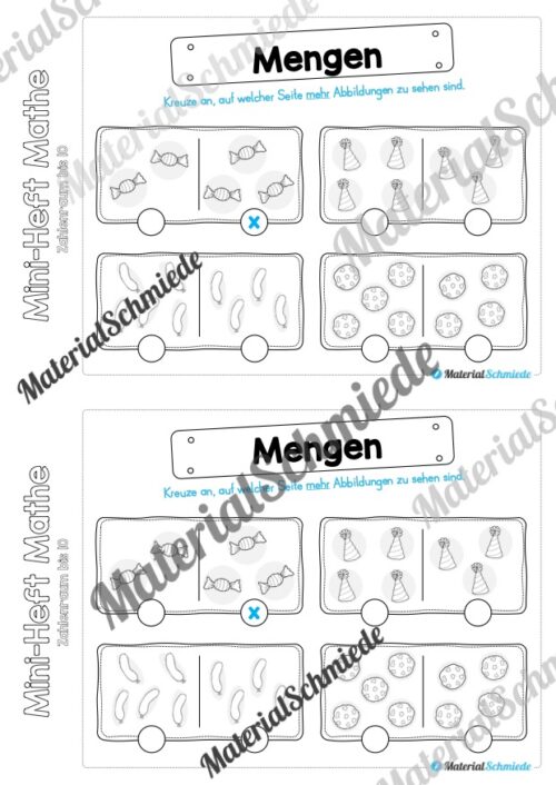 Mini-Heft: Mathe zum Fasching/Karneval (Zahlenraum 10) - Arbeitsblatt 11