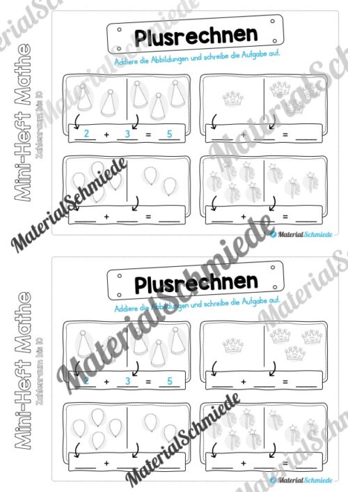 Mini-Heft: Mathe zum Fasching/Karneval (Zahlenraum 10) - Arbeitsblatt 12
