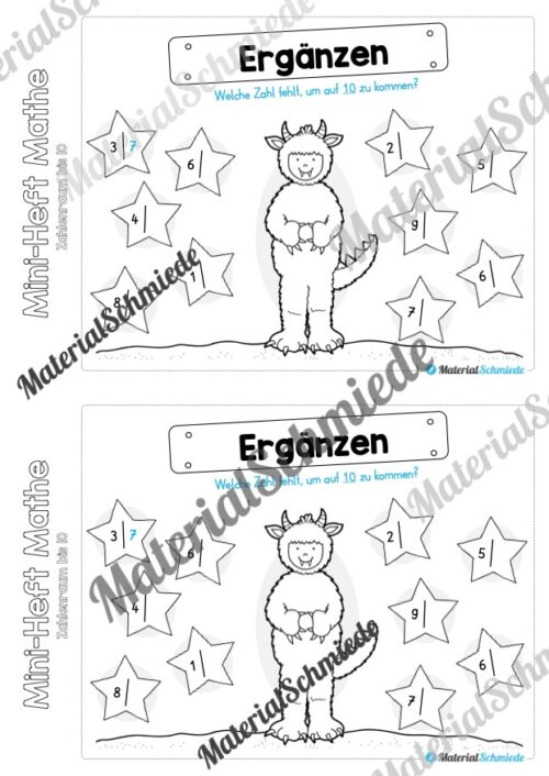 Mini-Heft: Mathe zum Fasching/Karneval (Zahlenraum 10) - Arbeitsblatt 13
