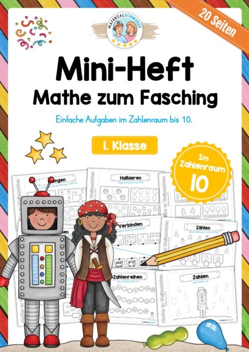 Mini-Heft: Mathe zum Fasching/Karneval (Zahlenraum 10)