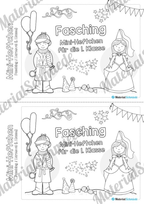 Mini-Heft: Fasching / Karneval für die 1. Klasse (Deckblatt Fasching)