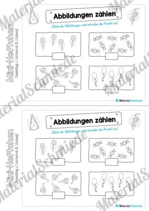 Mini-Heft: Fasching / Karneval für die 1. Klasse (Abbildungen zählen)