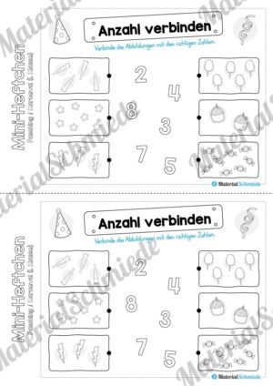 Mini-Heft: Fasching / Karneval für die 1. Klasse (Anzahl verbinden)