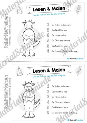 Mini-Heft: Fasching / Karneval für die 1. Klasse (Lesen & Malen)