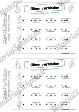 Mini-Heft: Fasching / Karneval für die 1. Klasse (Silben verbinden)