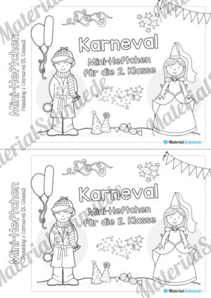 Mini-Heft: Fasching / Karneval für die 2. Klasse (Deckblatt Karneval)