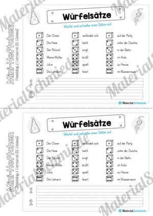 Mini-Heft: Fasching / Karneval für die 2. Klasse (Würfelsätze)