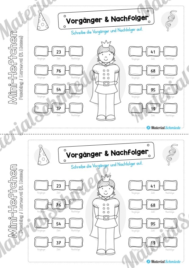 Mini-Heft: Fasching / Karneval für die 2. Klasse (Vorgänger & Nachfolger)