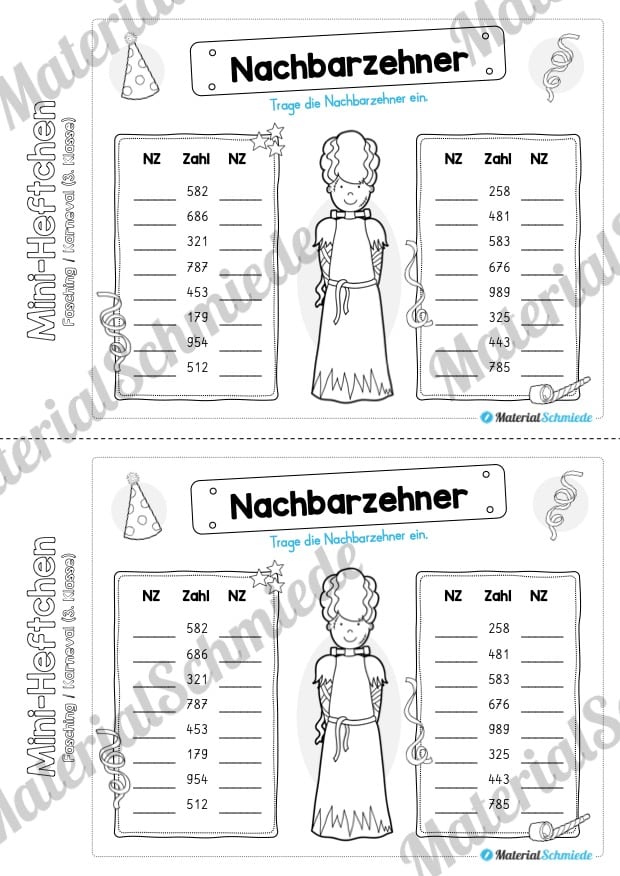 Mini-Heft: Fasching / Karneval für die 3. Klasse (Nachbarzehner)